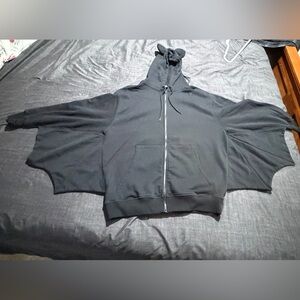 Black Batwing Zip-Up Hoodie